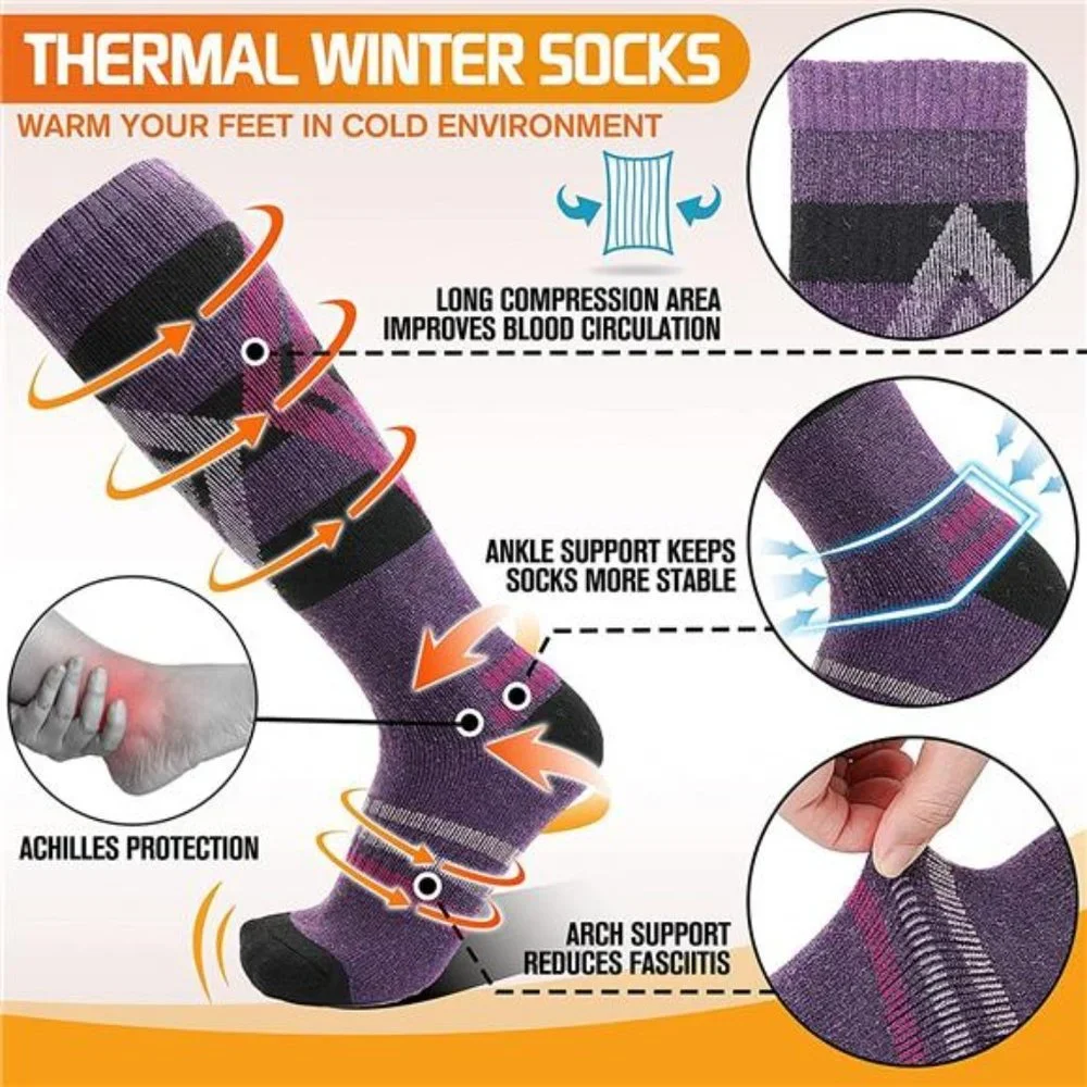 3 Pairs Unisex Thermal Winter Warm Thick Knee High Socks